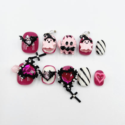 Handmade Press On Nails Halloween Short Squoval I'm Not Cute