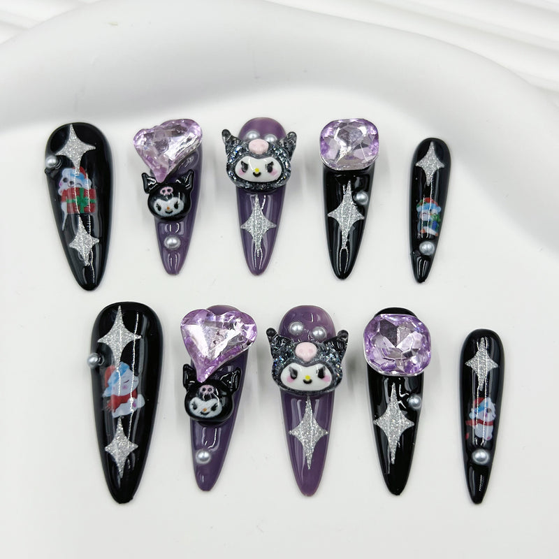 Handmade Press on Nails Cat YH1131