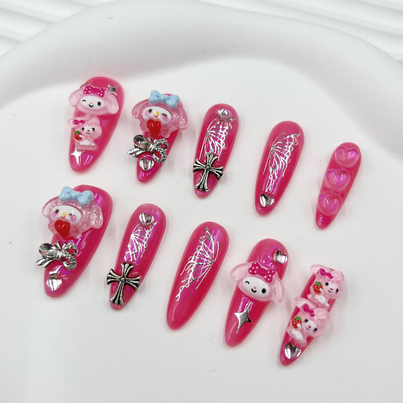 Handmade Press on Nails Dog YH1137