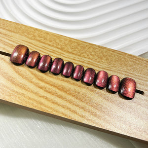 Handmade Press on Nails Short Squoval Cateye Dark Purple