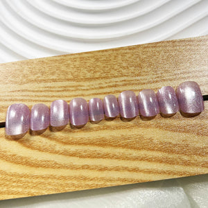 Handmade Press on Nails Short Squoval Cateye Violet