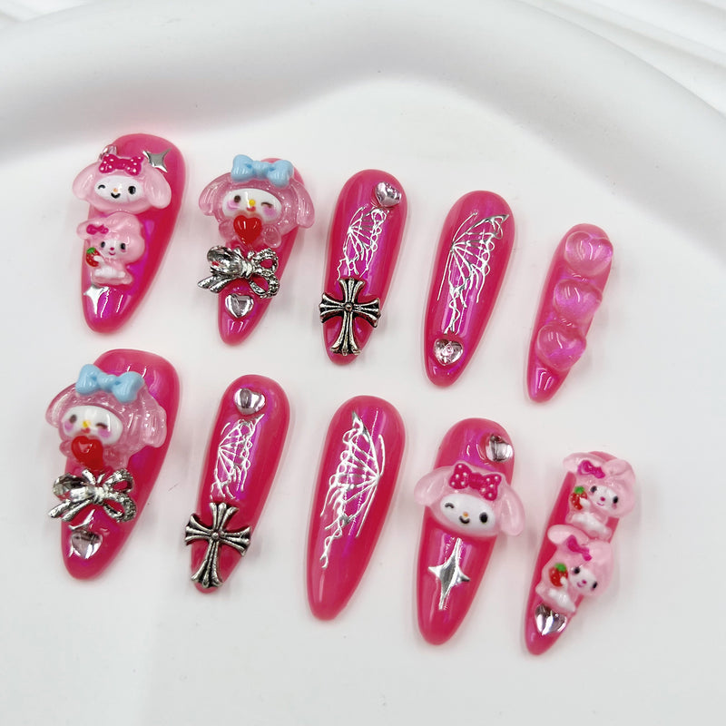 Handmade Press on Nails Dog YH161137