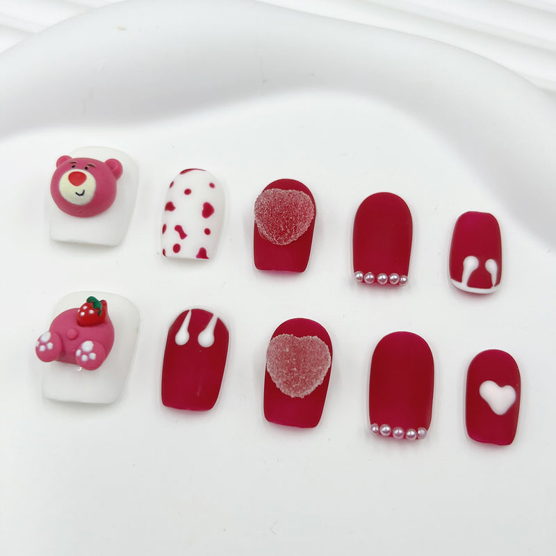 Handmade Press on Nails Bear YH16143
