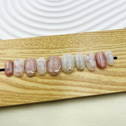 Handmade Press on Nails Short Oval Periwinkle