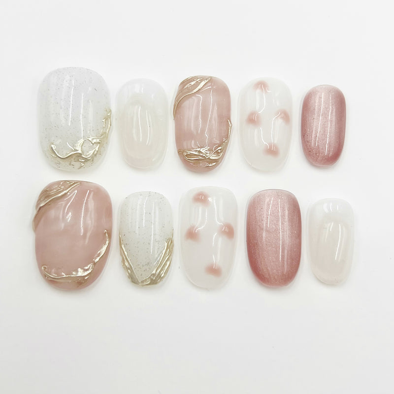 Handmade Press on Nails Short Oval Periwinkle