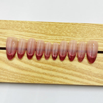 Handmade Press on Nails Medium Almond Glitter Cat Eyes