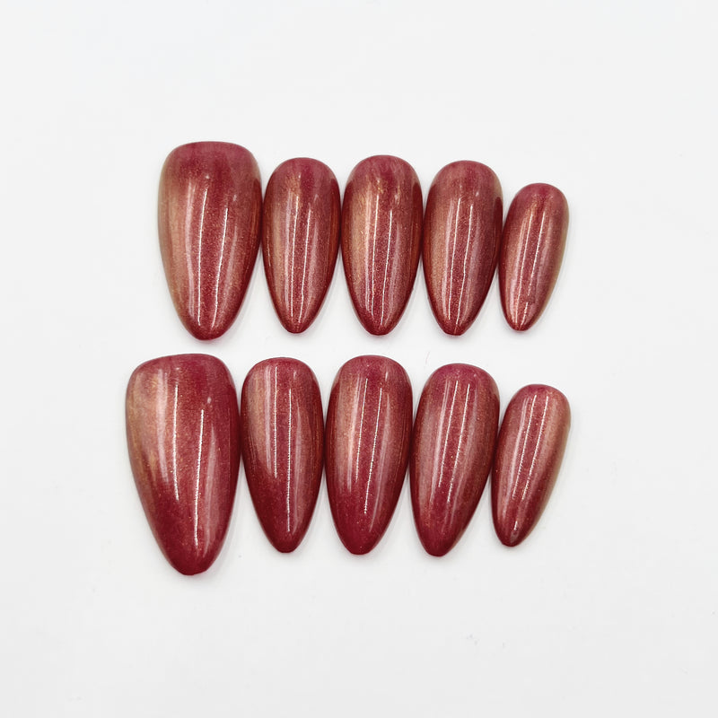 Handmade Press on Nails Medium Almond Sparkle Rosy