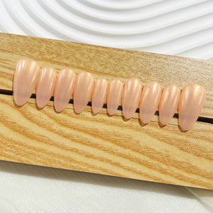 Handmade Press on Nails Medium Almond Sparkle Orange Gold