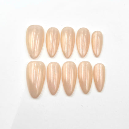 Handmade Press on Nails Medium Almond Sparkle Orange Gold