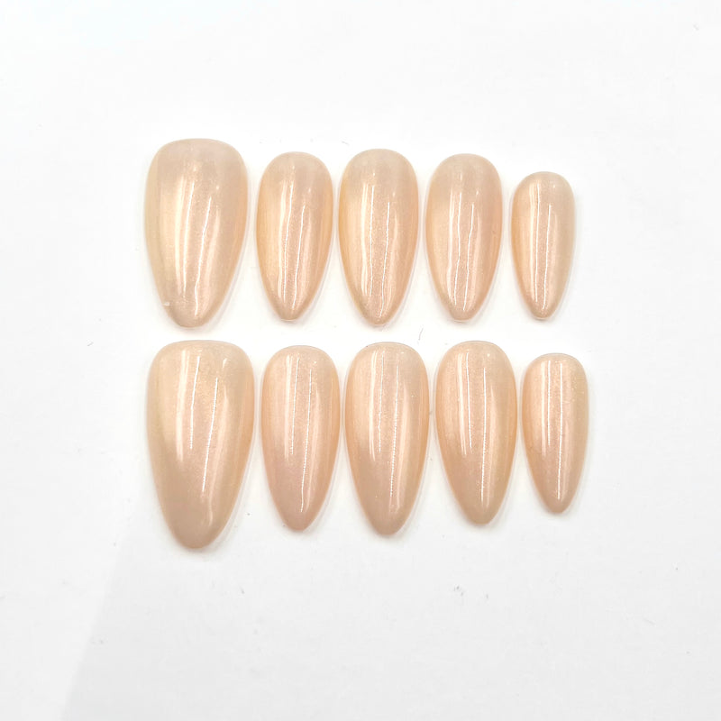 Handmade Press on Nails Medium Almond Sparkle Orange Gold