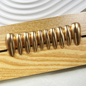 Handmade Press on Nails Long Almond Sparkle Gold