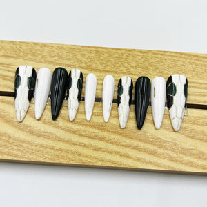Handmade Press On Nails Long Stiletto Bvlgari Snake