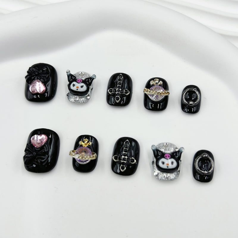 Handmade Press on Nails Cat YH16937