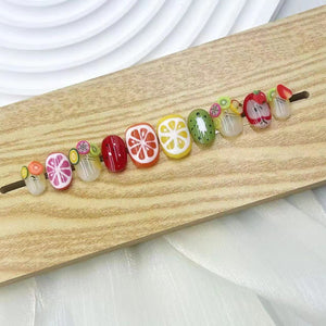 Handmade Press on Nails Short Oval Fruit Party