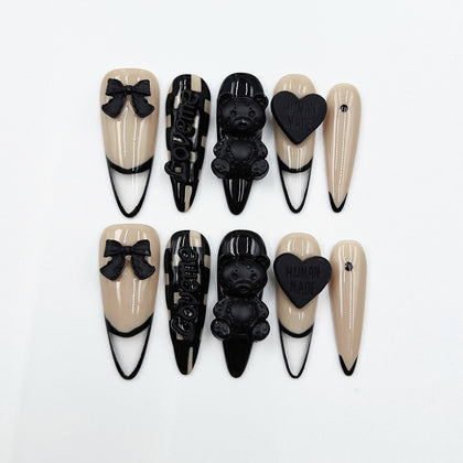 Handmade Press On Nails Long Stiletto  Love Me