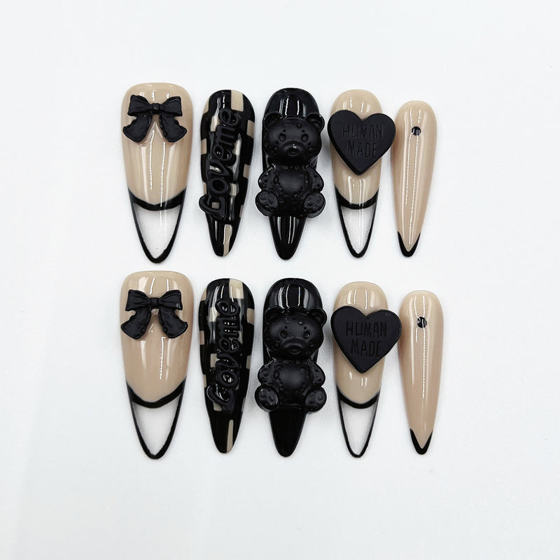 Handmade Press On Nails Long Stiletto  Love Me