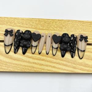 Handmade Press On Nails Long Stiletto  Love Me