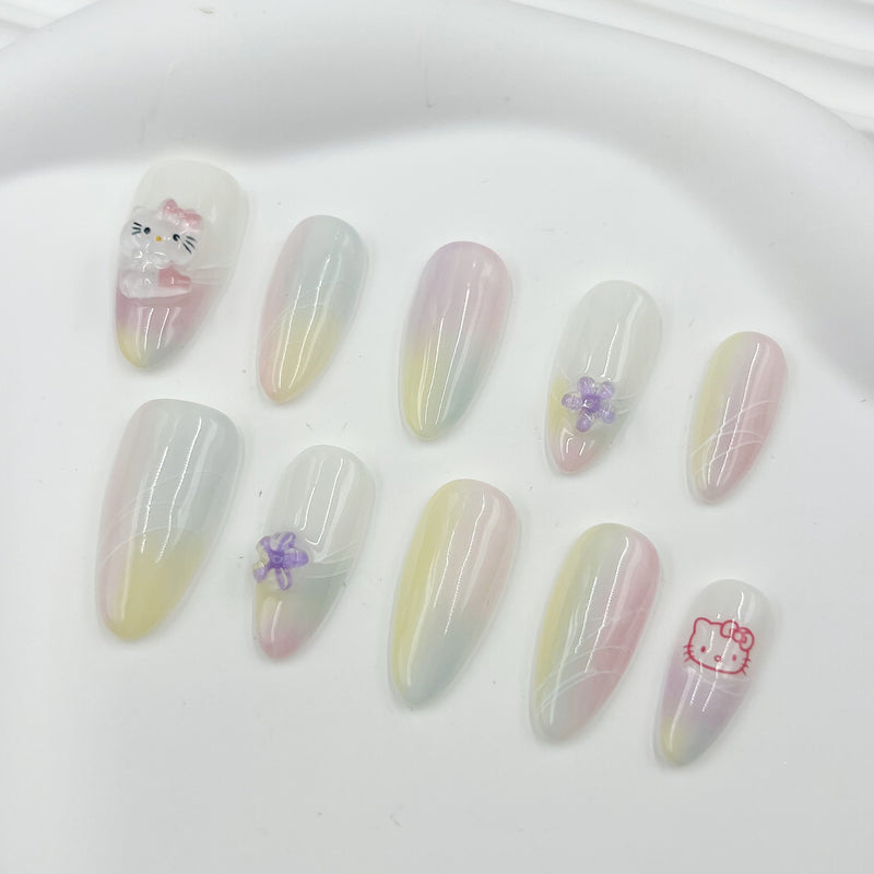 Handmade Press on Nails Cat YH241871